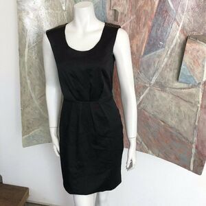 Chequer Black Gold Shoulder Studded Cocktail Sleeveless Short Dress (BA12) SZ 4